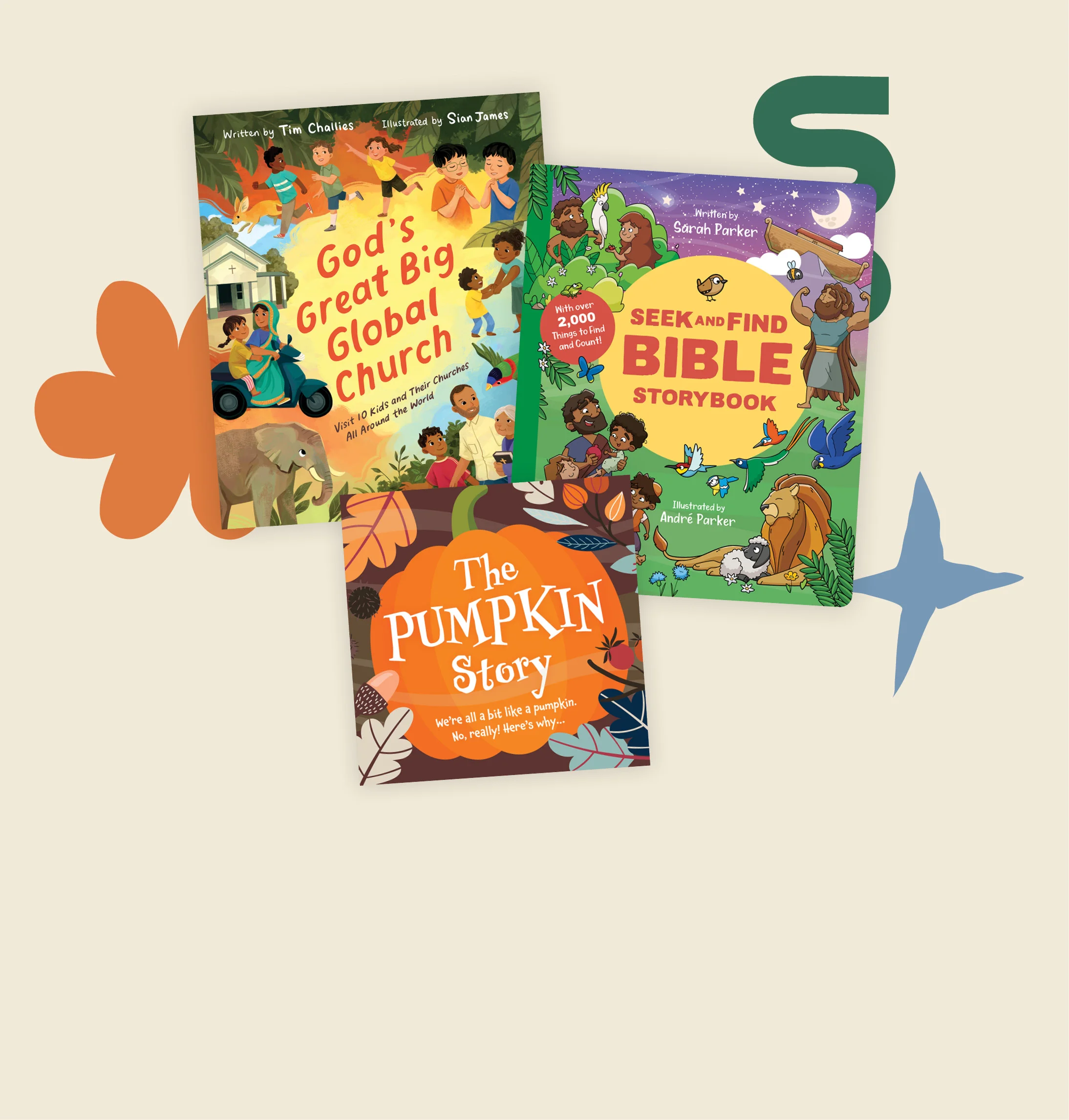 Graphic featuring titles like The Garden, the Curtain and the Cross Sunday School Lessons, God's Great Big Global Church and more