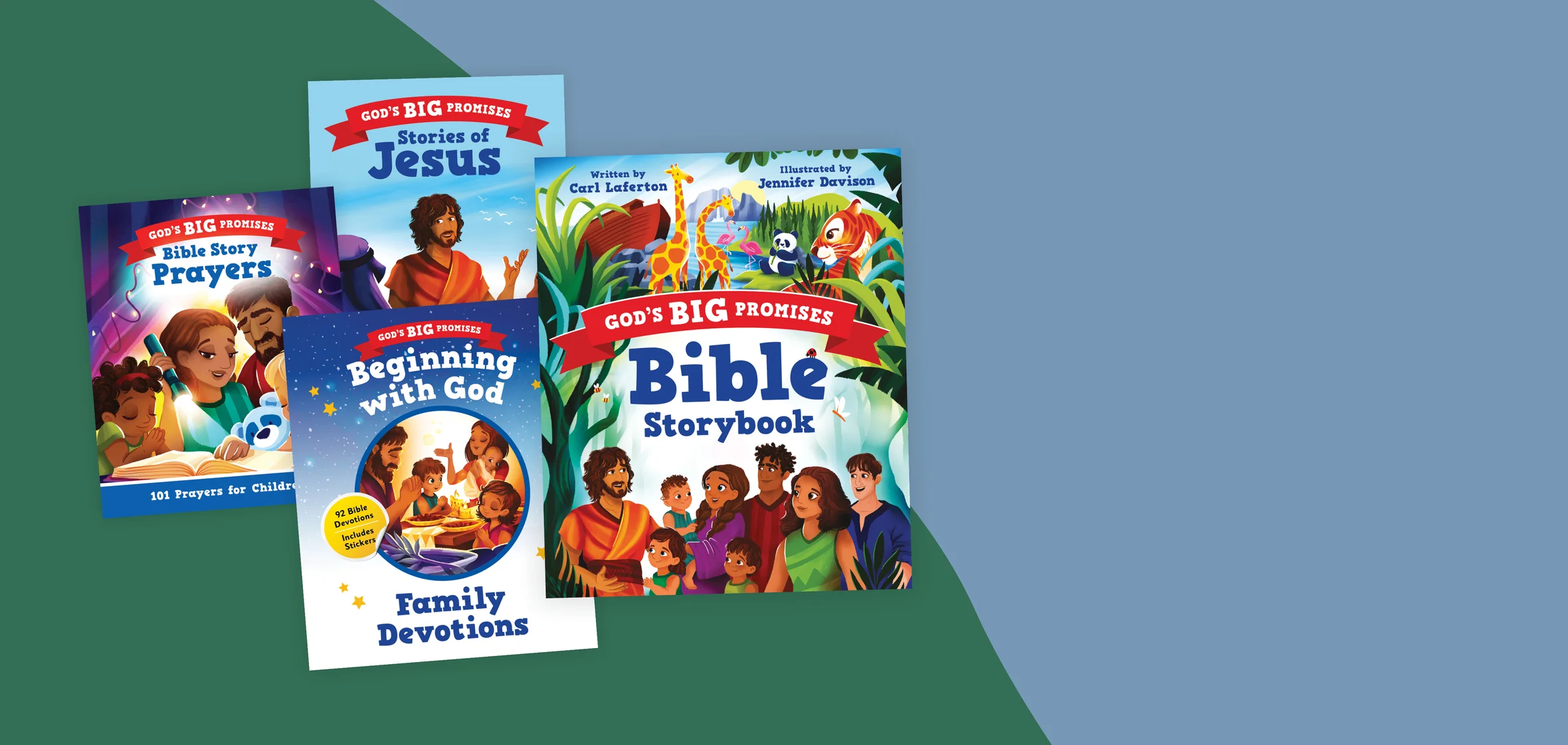 Graphic featuring the God's Big Promises Bible Storybook and other resources in the God's Big Promises collection