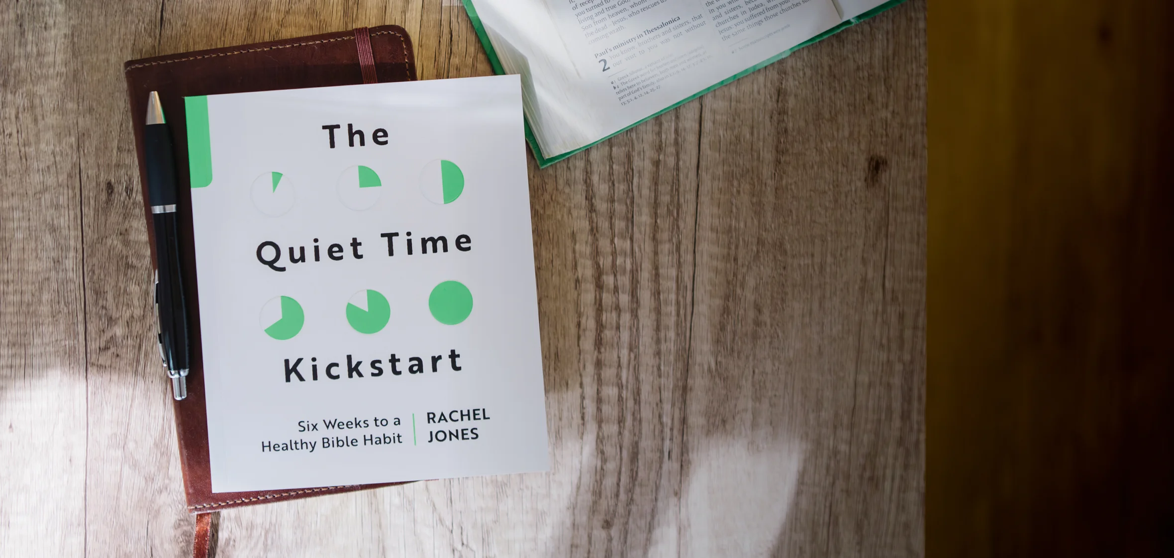 Photograph of The Quiet Time Kickstart on a Bible