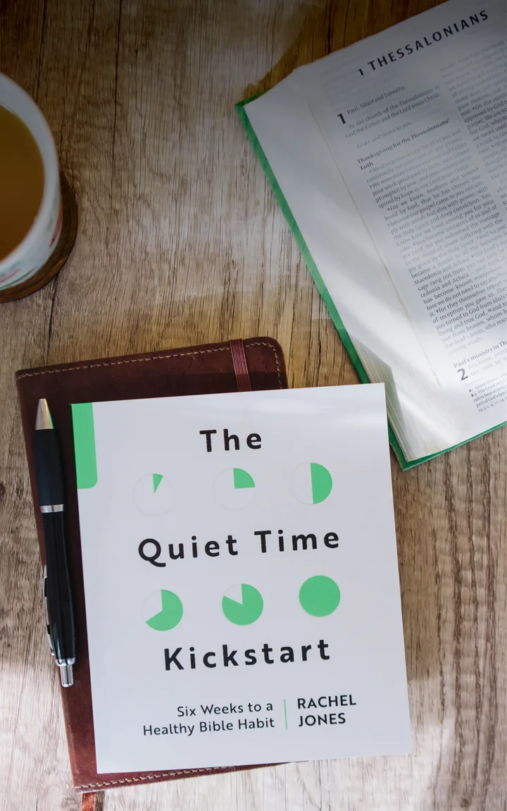 Photograph of The Quiet Time Kickstart on a Bible