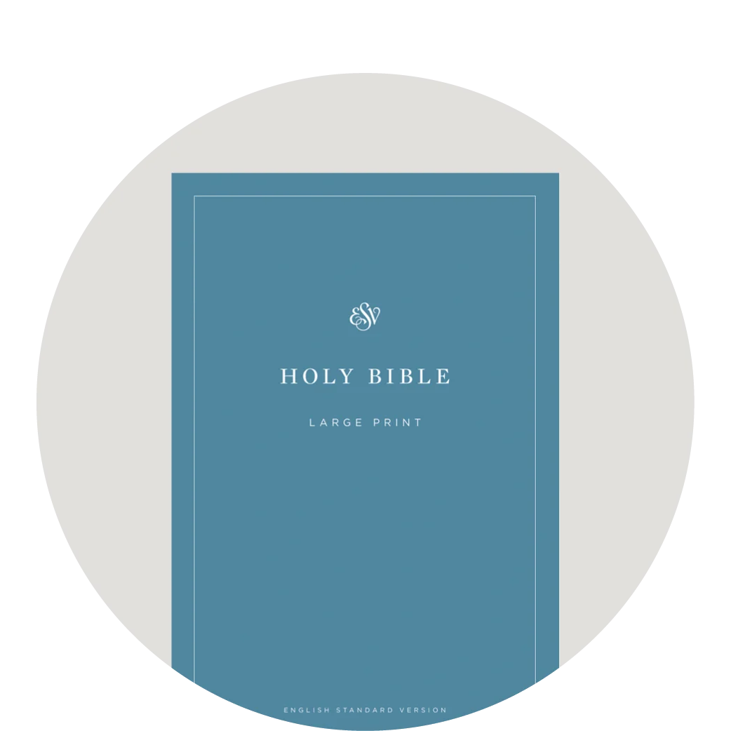 image of a blue ESV large print Bible
