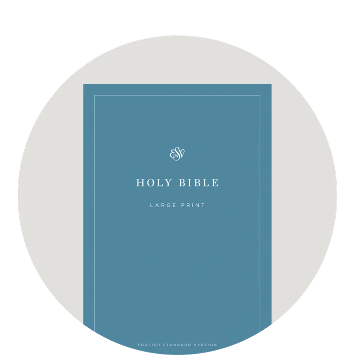 image of a blue ESV large print Bible
