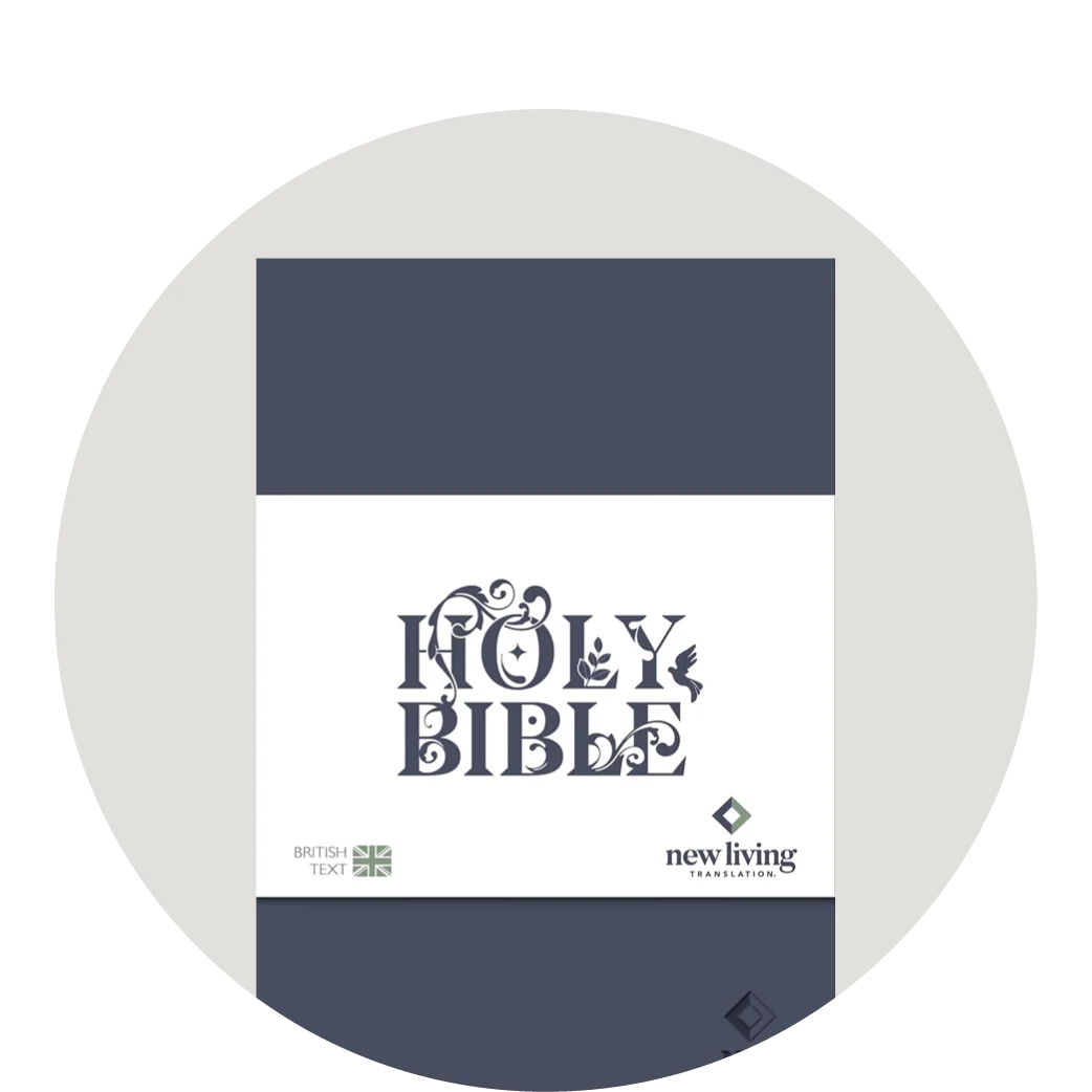 graphic featuring an NLT gray Bible