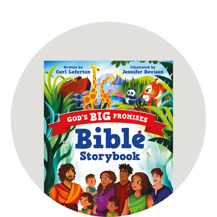 Photograph of The Kingdom and the King Storybook Bible on a ribbed knit blanket with some wooden blocks spread around it