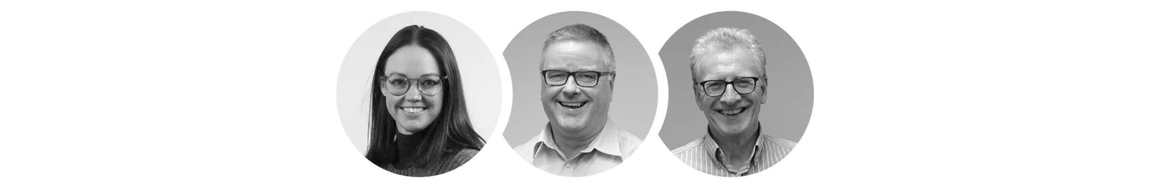 Headshots of three people