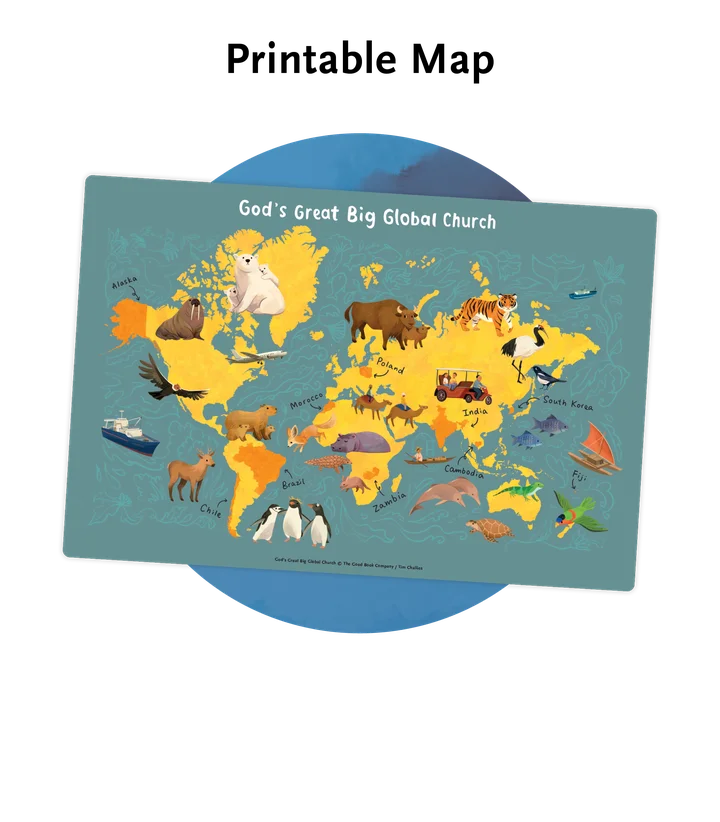 Graphic featuring the map from inside God's Great Big Global Church