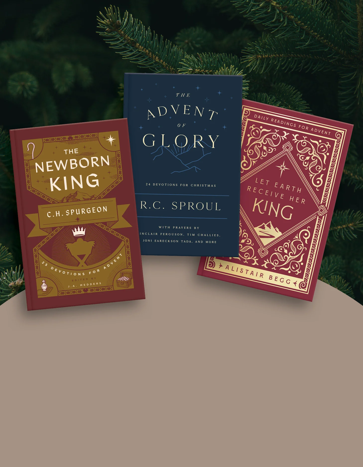 graphic featuring The Newborn King, The Advent of Glory and Let Earth Receive Her King