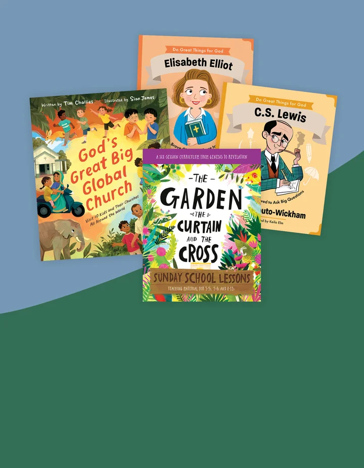 Graphic featuring resources for kids & youth ministry, including The Garden the Curtain and the Cross