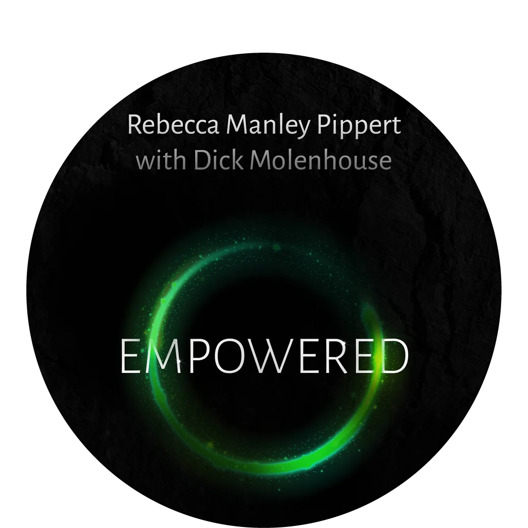 Graphic featuring Empowered cover with a green glowing circle