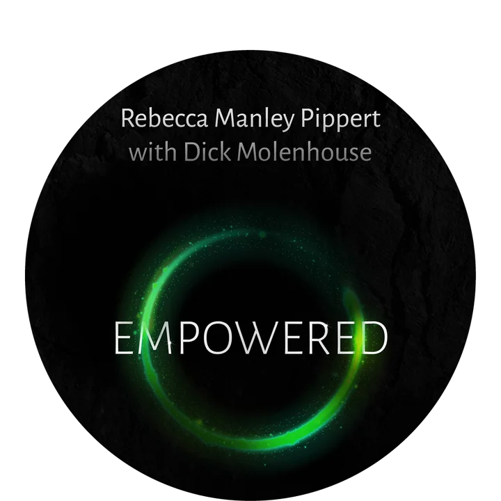 Graphic featuring Empowered cover with a green glowing circle