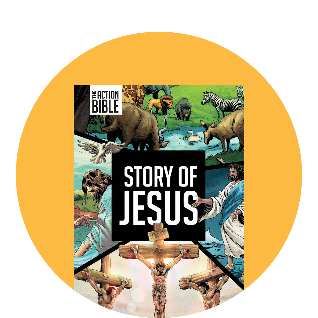graphic featuring The Action Bible The Story of Jesus